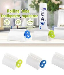 billiga -3st rullande tandkrämspressar tube squeezer tandkräm dispenser hållare tandkräm badrum manuell sprut dispenser