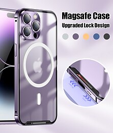 cheap -Phone Case For iPhone 15 Pro Max Plus iPhone 14 Pro Max Plus iPhone 13 12 Pro Max With Magsafe with Screen Protector Magnetic Matte Frosted Solid Color Metal PU Leather
