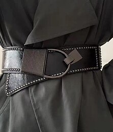 cheap -Women's Wide Belt Corset Belt PU Leather Buckle Free Rivet Decor Gothic Vintage Retro Party Daily Black M code (70~90 waist) Black S size (60~80 waist)