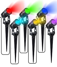 billige -led spotlight utendørs landskapslys 2/4/6 hoder ip65 vanntett fjernkontroll pigg hagelampe for hagesti tre bakken belysning to installasjonsmetoder 1 sett
