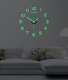 cheap -3D Creative Luminous Wall Clock Living Room Diy Wall Sticker Clock Mute Acrylic Clock