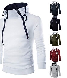 abordables -Hombre Sudadera Azul marinero Verde Ejército Burdeos Gris Blanco Con Capucha Color sólido Deporte Casual Invierno Ropa Sudaderas con capucha Sudaderas Manga Larga