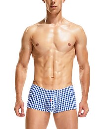 זול -בגדי ריקוד גברים 1 חבילה תחתונים תחתוני בייסיק בוקסר כותנה אנטי בקטריאלי חסין בפני נזילות משובץ / משבצות מותן בינוני שחור ורוד מסמיק