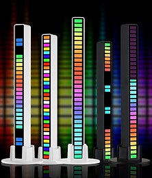 זול -מנורת LED RGB חכמה עם שליטה קולית אור תואם לקצב סנכרוני באינטרנט אור סביבה צבעוני רכב שולחן עבודה אור אווירה יצירתי LED