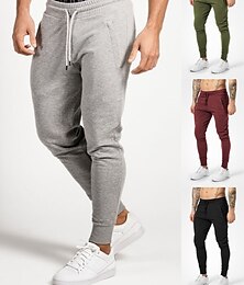 お買い得  -男性用 ジョガーパンツ スウェットパンツ ドローストリング サイドポケット ボトムズ アスレイジャー 夏 コットン 高通気性 速乾性 ソフト モイスチャーコントロール フィットネス ジムトレーニング 演出 リラックスフィット スポーツウェア アクティブウェア ソリッド ブラック ルビーレッド グリーン