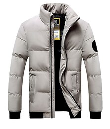 economico -Per uomo Cappotto invernale Giacca invernale Piumino Giacca trapuntata Tasche Tasca con cerniera Per uscire Casual / quotidiano Da montagna Antivento Caldo Inverno Colore puro Nero Rosso Verde Grigio