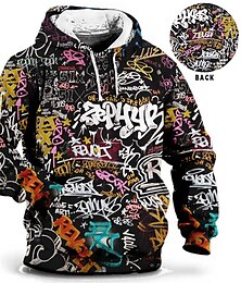 preiswerte -Herren Übergröße Pullover mit Kapuze Sweatshirt Groß und hoch 3D-Druck Mit Kapuze Tasche Langarm Frühling & Herbst Modisch Strassenmode Basic Komfortabel Arbeit Freizeitskleidung Oberteile