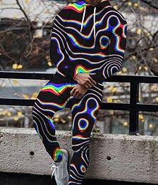 economico -Per uomo Grafico Astratto 2 pezzi Set di felpe 3D Felpa con Cappuccio Tuta Manica Lunga Pantaloni lunghi Con Cappuccio Moda Streetwear Casual Quotidiano Sportivo Uscire Stampa 3D Primavera & Autunno