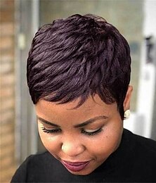 economico -capelli corti parrucche sintetiche con taglio a pixie parrucche corte per donne nere / bianche parrucca con taglio di capelli corto capelli sintetici