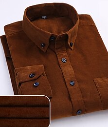 cheap -Men's Dress Shirt Black Red Light Brown Long Sleeve Turndown Spring &  Fall Wedding Going out Clothing Apparel