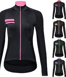 abordables -Femmes Maillot de cyclisme Couleur Unie manche longue Cyclisme Maillot Top avec 3 poches arrière VTT Vélo tout terrain Cyclisme sur route Séchage Rapide Bandes réfléchissantes Poche Arrière