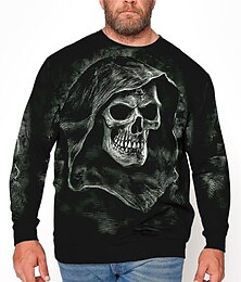 preiswerte -Herren Übergröße T Shirt Groß und hoch Graphic Rundhalsausschnitt Bedruckt Langarm Frühling & Herbst Modisch Strassenmode Basic Komfortabel Casual Sport Oberteile