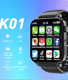 billiga -696 TK01 Smart klocka 1.99 tum Smart Watch Phone 4G LTE Blåtand 4G Stegräknare Samtalspåminnelse Sleeptracker Kompatibel med Android iOS Herr GPS Handsfreesamtal Kamera IP 67 31mm klockfodral