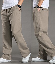 ieftine -Bărbați Pantaloni Cargo Pantaloni cargo Pantaloni Talie elastică Picior drept Simplu Exterior Sport Lungime totală Casual Zilnic Stilat Stil Clasic Verde Militar Negru