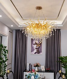 economico -lampadario in cristallo, lampadario a ramo d'albero con finitura smerigliata, lampada a sospensione a sospensione a soffitto a goccia di pioggia, lampadari a fiori per sala da pranzo, soggiorno,
