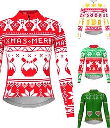 abordables -maillot de cyclisme femme manches longues maillot de vélo haut avec 3 poches arrière noël moche noël drôle vtt vtt vélo de route cyclisme respirant séchage rapide évacuation de l'humidité bandes