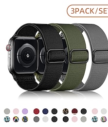 billige -3 pakke Solo loop Kompatibel med Apple Watch-klokkereim 38mm 40mm 41mm 42mm 44mm 45mm 49mm Elastisk Metalllås Stretch Nylon Erstatningsklokkerem til iwatch Ultra 2 Series 9 8 7 SE 6 5 4 3 2 1
