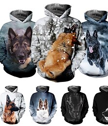 economico -Bambino Da ragazzo Felpa con cappuccio Maglione Animali Con cagnolino Manica lunga Tasche Top bambini Informale Stampa 3D Felpa con cappuccio Fantastico Giornaliero Nero Blu marino Blu Autunno 7-13
