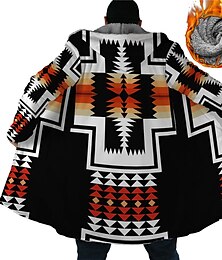 preiswerte -Herren Geometrie Wintermantel Fleecejacke Mantel warm halten Atmungsaktiv Komfortabel Strassenmode Sport Ethnischer Stil Sport & Natur Freizeitskleidung Ausgehen Zip Tasche Bedruckt Herbst Winter