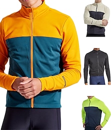 abordables -21Grams Homme Maillot Velo Cyclisme manche longue Cyclisme Maillot Top avec 3 poches arrière VTT Vélo tout terrain Vélo Route Respirable Séchage rapide Evacuation de l'humidité Bandes Réfléchissantes