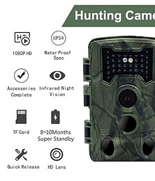 abordables -Pr1000 trail caméra 1080p hd vidéo chasse à la faune cam 16mp infrarouge vision nocturne pir capteur extérieur ip54 caméscope étanche