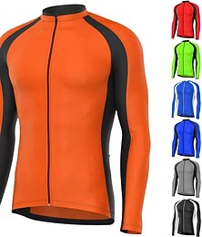 voordelige -Voor heren Wielrenshirt Kleurenblok Lange mouw Fietsen Shirt Kleding Bovenlichaam met 3 achterzakken Bergracen Wegwielrennen Sneldrogend Reflecterende strips Achterzak Vochtregelerend Sport Zwart