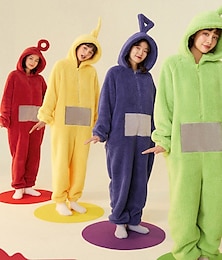 cheap -Adults' Kigurumi Pajamas Nightwear Alien Teletubbies Character Onesie Pajamas Funny Costume Flannel Cosplay For Men and Women Christmas Animal Sleepwear Cartoon