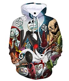 abordables -Jack Skellington Sweat à capuche Dessin Animé Manga Animé 3D Poche avant Art graphique Pour Couple Homme Femme Adulte Impression 3D Casual Quotidien