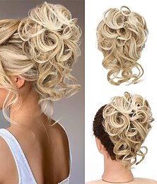 cheap -Messy Bun Hair Piece Messy Hair Bun Scrunchies for Women Tousled Updo Bun Synthetic Wavy Curly Chignon Ponytail Hairpiece for Daily Wear