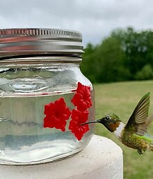 economico -mangiatoie per colibrì per esterni portatili si applicano a tutti gli uccelli, mangiatoia per colibrì appesa all'esterno, a prova di perdite, facile da pulire e riempire, con 3 porte di alimentazione