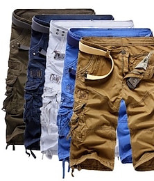 cheap -Men's Cargo Shorts Shorts Hiking Shorts Pocket Plain Comfort Wearable Calf-Length Work Casual Daily Fashion Streetwear ArmyGreen Black