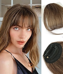 cheap -Bangs Hair Clip in Bangs Hair Wispy Bangs Clip on Fringe Bangs for Women Air Bangs Flat Neat Bangs with Temples Hairpieces for Daily Wear
