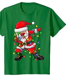 billiga -Barn Pojkar T-shirt Tee jultomten Kortärmad Crewneck Barn Top Ledigt Mode Förtjusande Sommar Svart 3-12 år