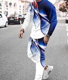 economico -Per uomo Grafico Scienze e tecnologia 2 pezzi Set di felpe 3D Tuta Manica Lunga Pantaloni lunghi Girocollo Streetwear Abbigliamento Sportivo Essenziale Sport & Outdoor Casuale Sportivo Stampato