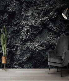 abordables -Papel pintado abstracto 3d mural roca negra que cubre la pared pegatina despegar y pegar pvc extraíble/material de vinilo autoadhesivo/adhesivo requerido decoración de pared para sala de estar cocina