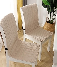 abordables -Housse de chaise de salle à manger housse de coussin de siège de chaise housse antidérapante avec attaches coussinets épais durables et lavables pour salle à manger, bureau, cuisine