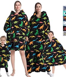 abordables -Enfant Adulte Couverture à capuche surdimensionnée Couverture portable avec poche Dinosaure Animal Combinaison de Pyjamas Flanelle Cosplay Pour Homme Femme Garçon Noël Pyjamas Animale Dessin animé