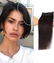 cheap -Clip in Hair Extensions Invisible Hairpin Hair Add Women Hair Volume Short Silky Straight Real Remy Hair Thick Double Weft One Piece Hairpieces for Thin Hair 8 inch#1B Natural Black