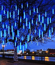 お買い得  -流星群レインライト屋外つらら降雪ライトクリスマス装飾 led 装飾落下ドロップストリングライト 8 チューブ 30 センチメートル 192 led