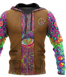 abordables -indien américain totem Sweat à capuche Dessin Animé Manga Animé 3D Poche avant Art graphique Pour Couple Homme Femme Adulte Impression 3D Casual Quotidien