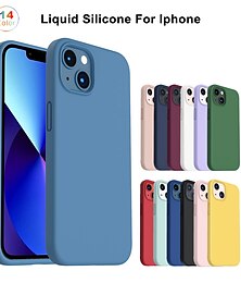 Недорогие -Чехол для телефона для iPhone 16 iPhone 15 Pro Max Plus iPhone 14 13 12 11 Pro Max Mini X XR XS Max 8 7 Plus – жидкий силикон ударопрочный сплошной цвет силикона