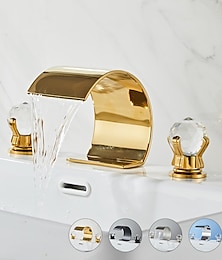economico -Lavandino rubinetto del bagno - Cascata Galvanizzato A 3 fori Due maniglie Tre foriBath Taps / Ottone