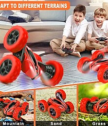 رخيصةأون -سيارة حيلة تعمل بالتحكم عن بعد، شاحنة تحكم عن بعد للطرق الوعرة 4wd 2.4 جيجا هرتز RC Rock Crawler مع مصابيح أمامية مزدوجة الجوانب، 360 درجة، هدايا سيارة للتحكم عن بعد للأولاد والبنات