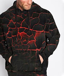 preiswerte -Herren Übergröße Pullover mit Kapuze Sweatshirt Groß und hoch 3D-Druck Mit Kapuze Tasche Langarm Frühling & Herbst Modisch Strassenmode Basic Komfortabel Arbeit Freizeitskleidung Oberteile