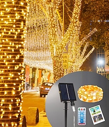 economico -lucine stringa solare decorazioni natalizie all'aperto solare e plug in 20m 10m con telecomando ghirlanda grande pannello ricarica rapida decorazione del giardino di natale