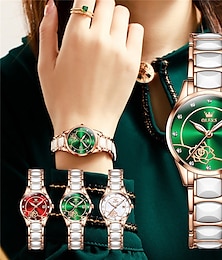 levne -OLEVS Dámské Náramkové hodinky mechanické hodinky Svítící Voděodolné S kamínky Nerez Hodinky