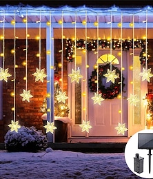 billige -julesnøfnugg string lys utendørs solenergi 8 moduser 5m 216led 3,5m 96led fjernkontroll solenergi 24v plug-in string lights led krans gardin fe string lys for hage takskjegg fest dekorasjon
