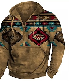 cheap -Men's Full Zip Hoodie Pullover Yellow Red Blue Brown Brown 2 Hooded Graphic Prints Zipper Print Casual Daily Sports 3D Print Streetwear Designer Basic Spring &  Fall Clothing Apparel Hoodies