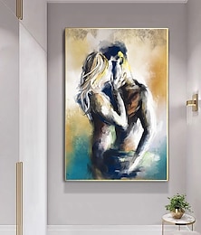 baratos -Pintura a óleo artesanal arte da parede da lona decoração figuras nuas abstratas casal para decoração de casa rolado sem moldura pintura não esticada