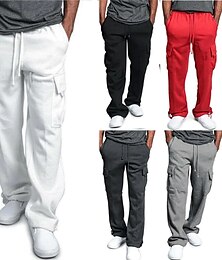 voordelige -Voor heren Cargohosen Joggingbroeken Jogger Broek Cargo-joggingbroek Breed Been Effen Kleur Volledige lengte Buitensporten Dagelijks Klassiek Casual Ruim Passend Zwart Wit